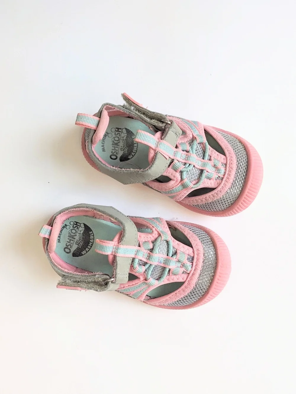 OshKosh B'gosh Kids Pink, Gray & Light Blue Accented Sandals